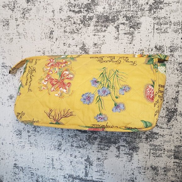 Vintage Maggi B Yellow Quilted Floral Toiletry Makeup Bag Made in Canada - Picture 5 of 16